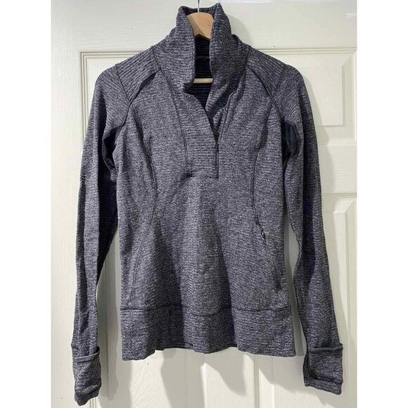 Lululemon Think Fast Pullover Coco Pique Top Gray Size 6 - Picture 1 of 8